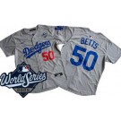 Men's Los Angeles Dodgers #50 Mookie Betts Gray 2025 World Series Limited Jersey