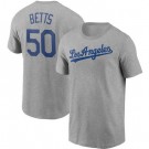 Men's Los Angeles Dodgers #50 Mookie Betts Gray Printed T Shirt 112346