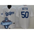 Men's Los Angeles Dodgers #50 Mookie Betts White 2025 World Series Champions Cool Base Jersey