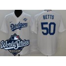 Men's Los Angeles Dodgers #50 Mookie Betts White 2025 World Series Cool Base Jersey