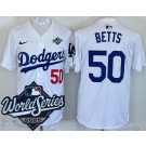 Men's Los Angeles Dodgers #50 Mookie Betts White 2025 World Series Limited Jersey