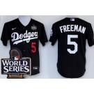 Men's Los Angeles Dodgers #5 Freddie Freeman Black 2024 World Series Cool Base Jersey