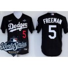 Men's Los Angeles Dodgers #5 Freddie Freeman Black 2025 World Series Cool Base Jersey
