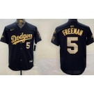 Men's Los Angeles Dodgers #5 Freddie Freeman Black Gold 2024 World Series Champions Fernando Patch Limited Jersey
