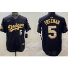 Men's Los Angeles Dodgers #5 Freddie Freeman Black Gold 2024 World Series Fernando Patch Limited Jersey