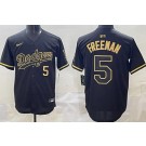 Men's Los Angeles Dodgers #5 Freddie Freeman Black Gold Limited Jersey