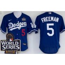 Men's Los Angeles Dodgers #5 Freddie Freeman Blue 2024 World Series Authentic Jersey