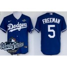 Men's Los Angeles Dodgers #5 Freddie Freeman Blue 2025 World Series Cool Base Jersey