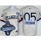 Men's Los Angeles Dodgers #5 Freddie Freeman Cream City 2025 World Series Champions Limited Jersey