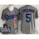 Men's Los Angeles Dodgers #5 Freddie Freeman Gray 2024 World Series Limited Jersey