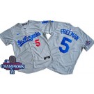 Men's Los Angeles Dodgers #5 Freddie Freeman Gray Alternate 2024 World Series Champions Limited Jersey