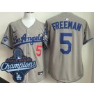 Men's Los Angeles Dodgers #5 Freddie Freeman Gray Alternate 2025 World Series Champions Limited Jersey