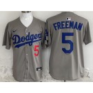 Men's Los Angeles Dodgers #5 Freddie Freeman Gray Limited Jersey