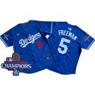 Men's Los Angeles Dodgers #5 Freddie Freeman Royal 2024 World Series Champions Limited Jersey