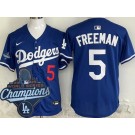 Men's Los Angeles Dodgers #5 Freddie Freeman Royal 2025 World Series Champions Limited Jersey