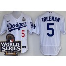 Men's Los Angeles Dodgers #5 Freddie Freeman White 2024 World Series Authentic Jersey