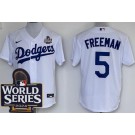 Men's Los Angeles Dodgers #5 Freddie Freeman White 2024 World Series Cool Base Jersey