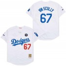 Men's Los Angeles Dodgers #67 Vin Scully White Throwback Jersey