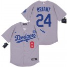 Men's Los Angeles Dodgers #8#24 Kobe Bryant Gray Alternate 2020 Cool Base Jersey