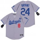 Men's Los Angeles Dodgers #8#24 Kobe Bryant Gray Road 2020 Cool Base Jersey