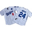 Men's Los Angeles Dodgers #8#24 Kobe Bryant White Cool Base Jersey
