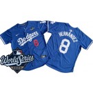 Men's Los Angeles Dodgers #8 Enrique Hernandez Blue 2025 World Series Limited Jersey