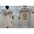 Men's Los Angeles Dodgers #8 Enrique Hernandez White 2025 Gold Collection Limited Jersey