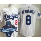 Men's Los Angeles Dodgers #8 Enrique Hernandez White 2025 World Series Champions Limited Jersey