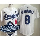 Men's Los Angeles Dodgers #8 Enrique Hernandez White 2025 World Series Limited Jersey