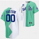 Men's Los Angeles Dodgers Customized Bad Bunny White Green 2022 MLB All Star Celebrity Softball Game Cool Base Jersey