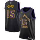 Men's Los Angeles Lakers #15 Austin Reaves Black 2025 City Heat Press Jersey