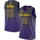 Men's Los Angeles Lakers #15 Austin Reaves Purple 2024 City Heat Press Jersey
