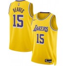 Men's Los Angeles Lakers #15 Austin Reaves Yellow Heat Press Jersey
