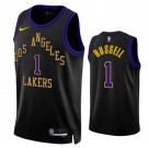 Men's Los Angeles Lakers #1 D'Angelo Russell Black 2023 City Icon Heat Press Jersey