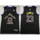 Men's Los Angeles Lakers #23 LeBron James Black 2023 City Icon Sponsor Swingman Jersey