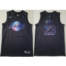 Men's Los Angeles Lakers #23 LeBron James Black Iridescent Holographic Icon Swingman Jersey