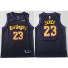 Men's Los Angeles Lakers #23 LeBron James Black Latin Night Icon Sponsor Swingman Jersey