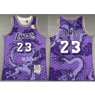 Men's Los Angeles Lakers #23 LeBron James Puprle Dragon Swingman Jersey