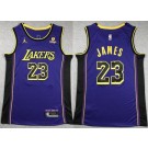 Men's Los Angeles Lakers #23 LeBron James Purple Statement Icon Sponsor Swingman Jersey