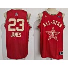 Men's Los Angeles Lakers #23 LeBron James Red 2024 All Star Icon Sponsor Swingman Jersey