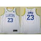 Men's Los Angeles Lakers #23 LeBron James White Classic 2022 Icon Sponsor Swingman Jersey