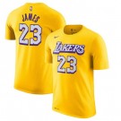 Men's Los Angeles Lakers #23 LeBron James Yellow Printed T-Shirt 0920