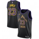 Men's Los Angeles Lakers #23 Lebron James Black 2023 City Icon Heat Press Jersey