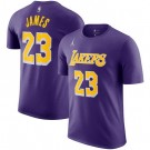 Men's Los Angeles Lakers #23 Lebron James Purple Printed T Shirt 211077
