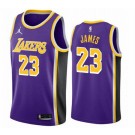 Men's Los Angeles Lakers #23 Lebron James Purple Statement Icon Hot Press Jersey