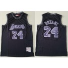 Men's Los Angeles Lakers #24 Kobe Bryant Black Puprle Hardwood Classics Throwback Swingman Jersey