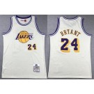 Men's Los Angeles Lakers #24 Kobe Bryant Cream Chainstitch Throwback Swingman Jersey