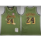 Men's Los Angeles Lakers #24 Kobe Bryant Olive Military Flight 1996 Throwback Swingman Jersey