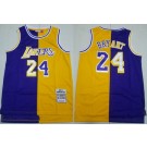 Men's Los Angeles Lakers #24 Kobe Bryant Purple Yellow Split Throwback Swingman Jersey