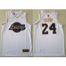 Men's Los Angeles Lakers #24 Kobe Bryant White Gold Icon Sponsor Swingman Jersey